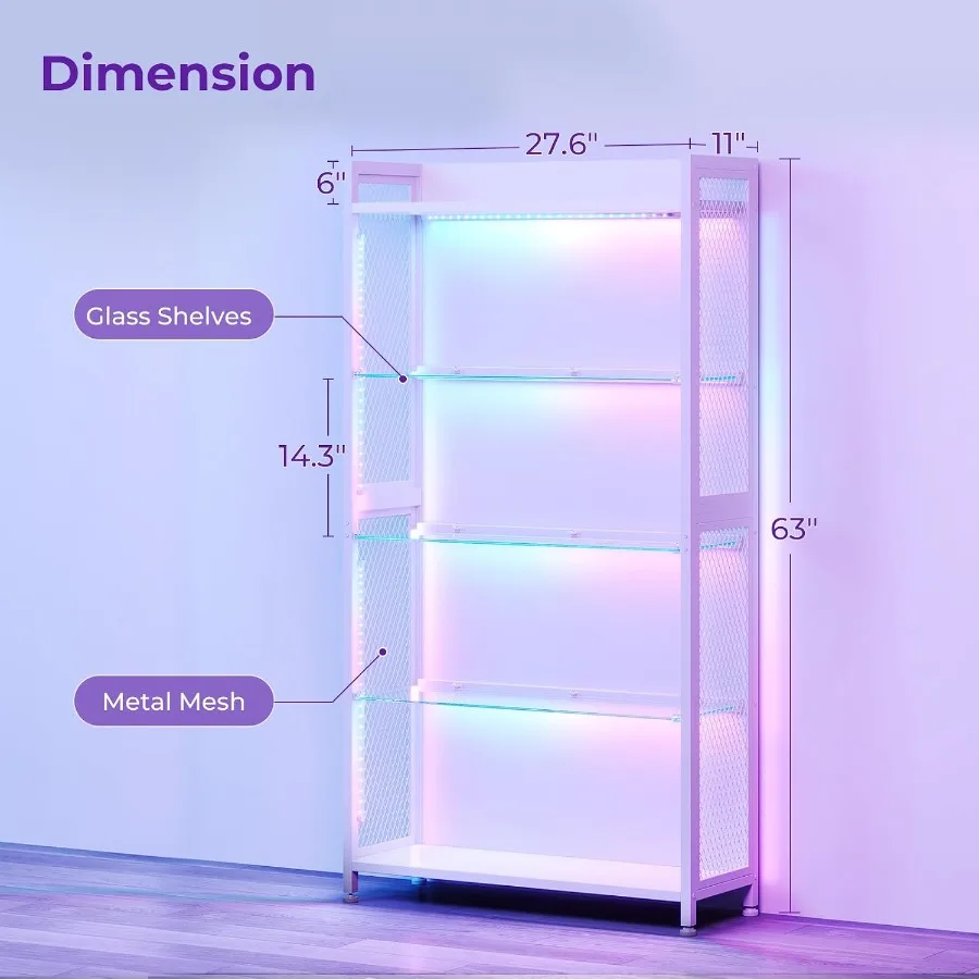 خزانة عرض برفوف زجاجية مفتوحة، - مراجعة Lighting وسعره
