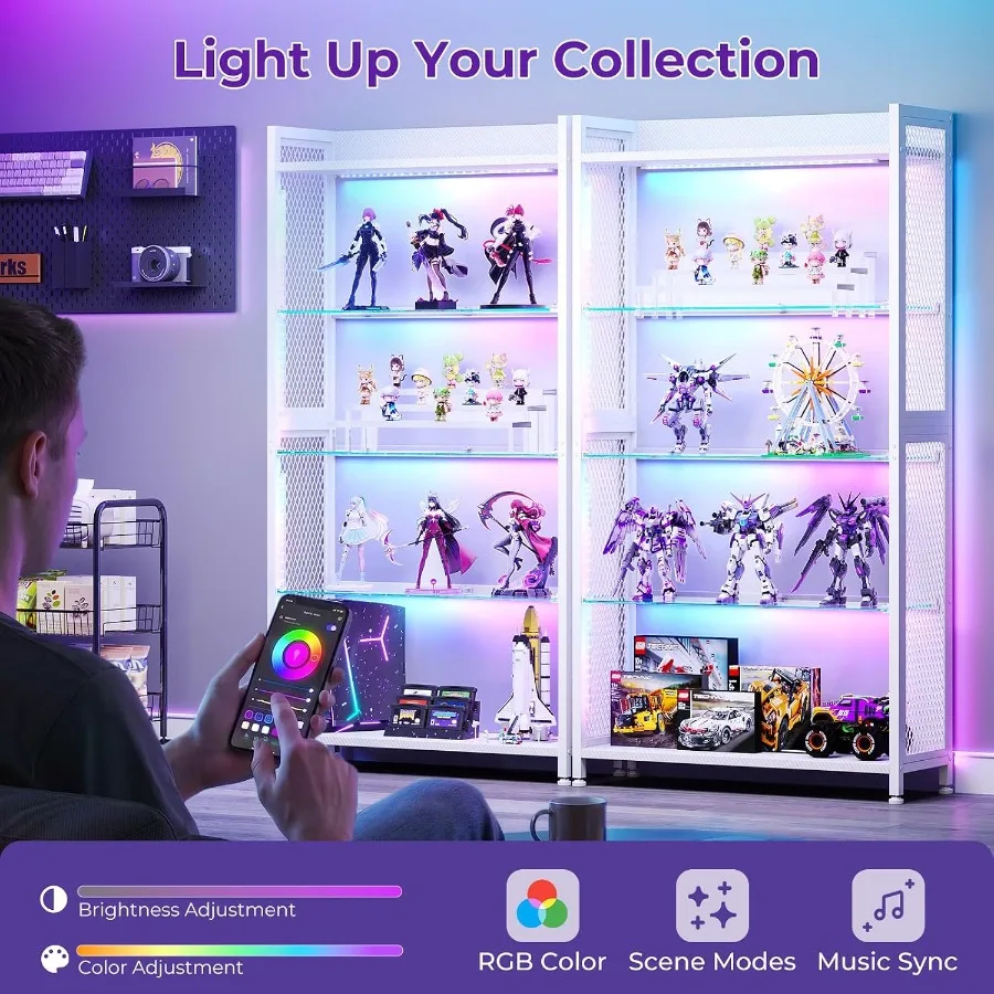 خزانة عرض برفوف زجاجية مفتوحة، - مراجعة Lighting وسعره